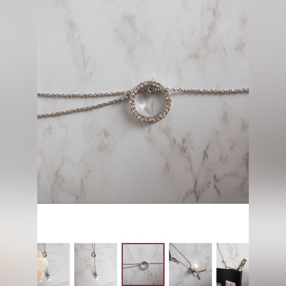 INC International Concepts Imitation Pearl and Pavé Circle Lariat Necklace - Picture 6 of 7